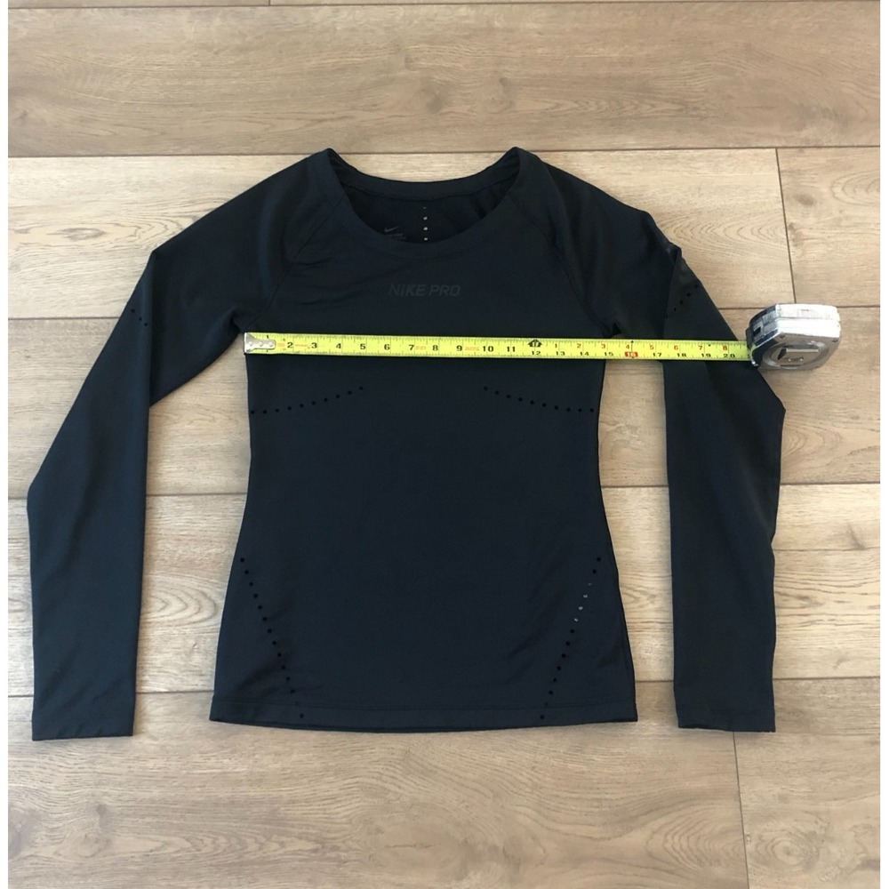 Nike Pro HyperWarm Womens Long Sleeve Pullover Top Keyhole Black Running Active - Picture 6 of 7